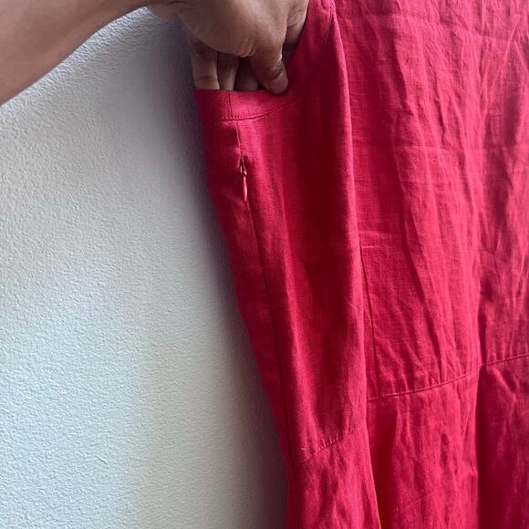 TALBOTS Red 100% Linen A-Line Sleeveless Boho Midi Dress Plus Size 16 - Picture 6 of 8